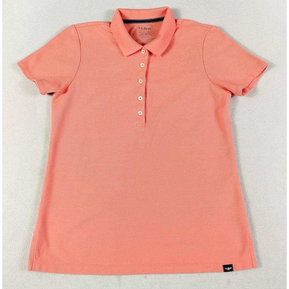 L.L.Bean Polo Shirt Womens XS Pink Slightly Fitted Cotton Tagless Casual Preppy